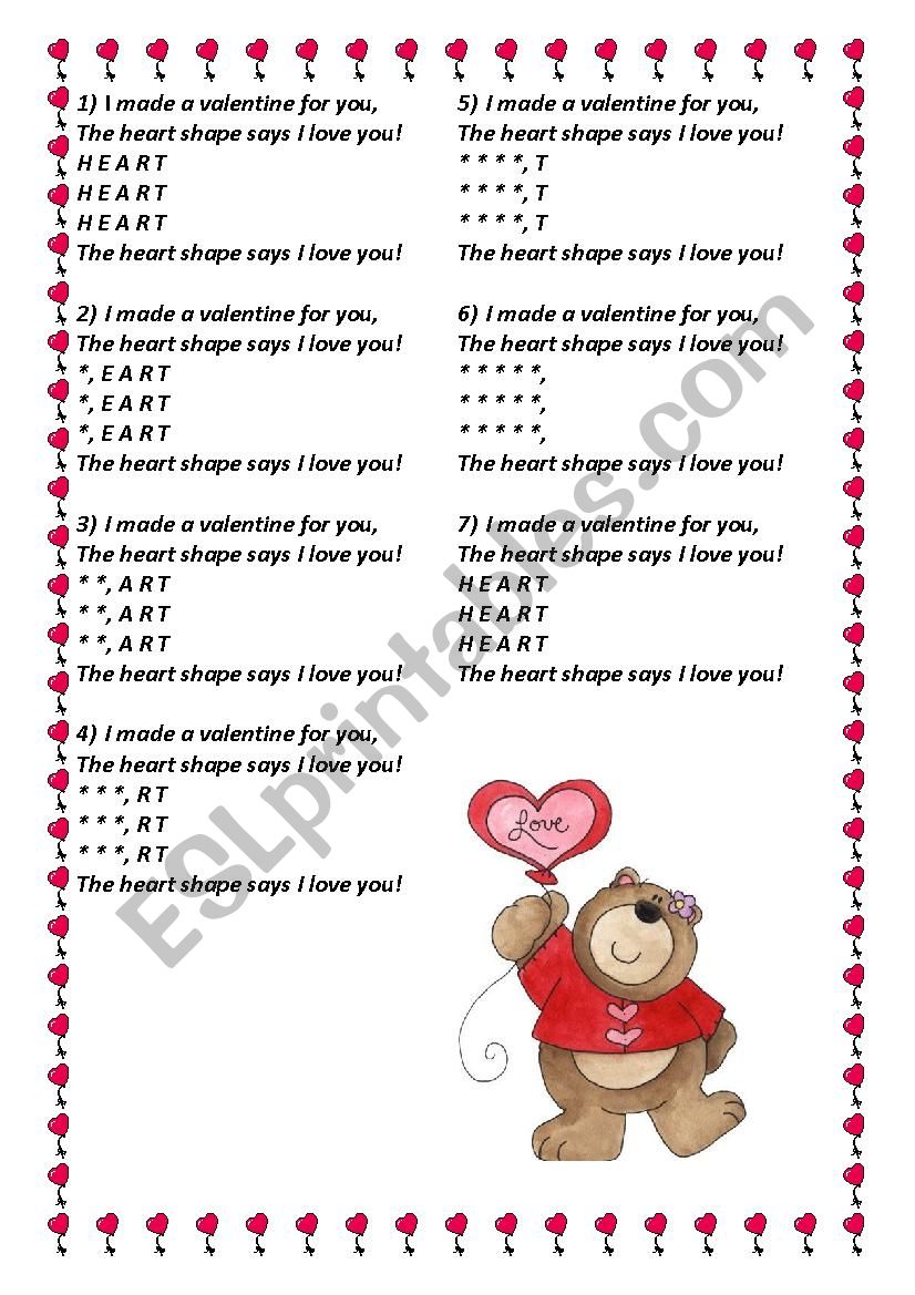HEART song worksheet