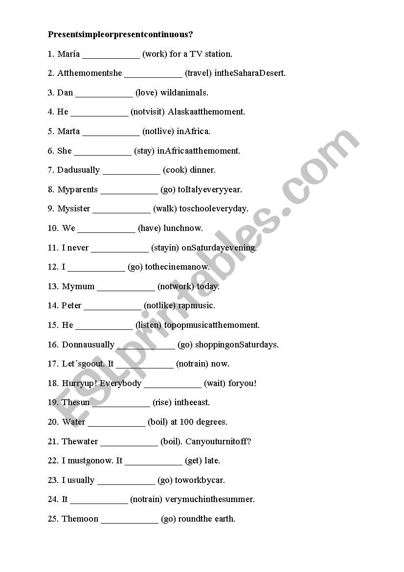 Present Simple worksheet