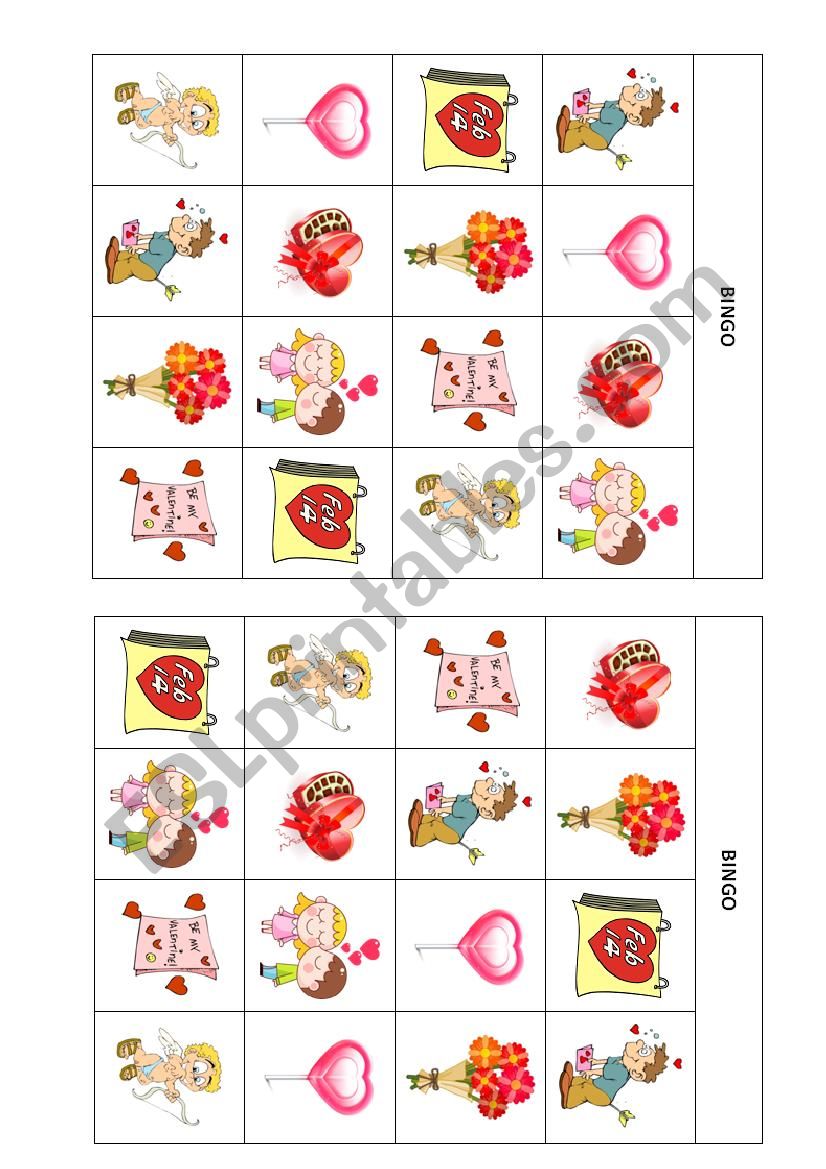 Valetines Day Bingo worksheet