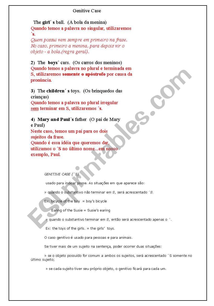 genitive case worksheet