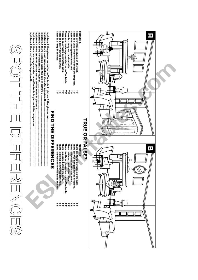 Spot the differences worksheet