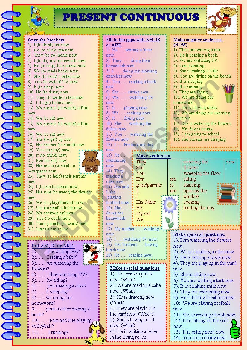 PRESENT CONTINUOUS worksheet