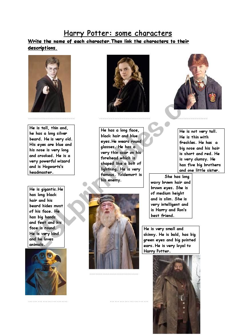 Harry Potter: some characters worksheet