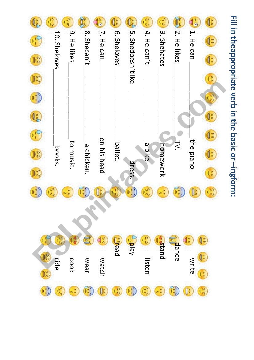 gerund or infinitive? worksheet