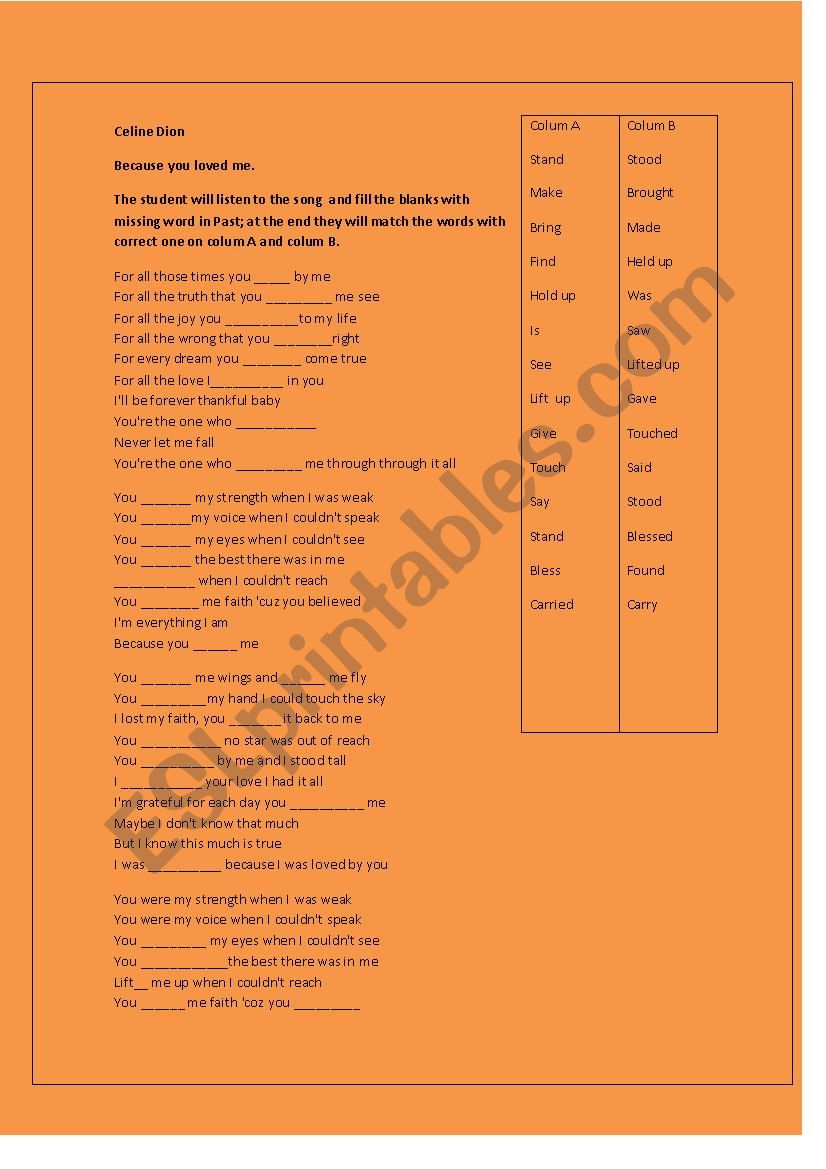  Use of past tense. worksheet