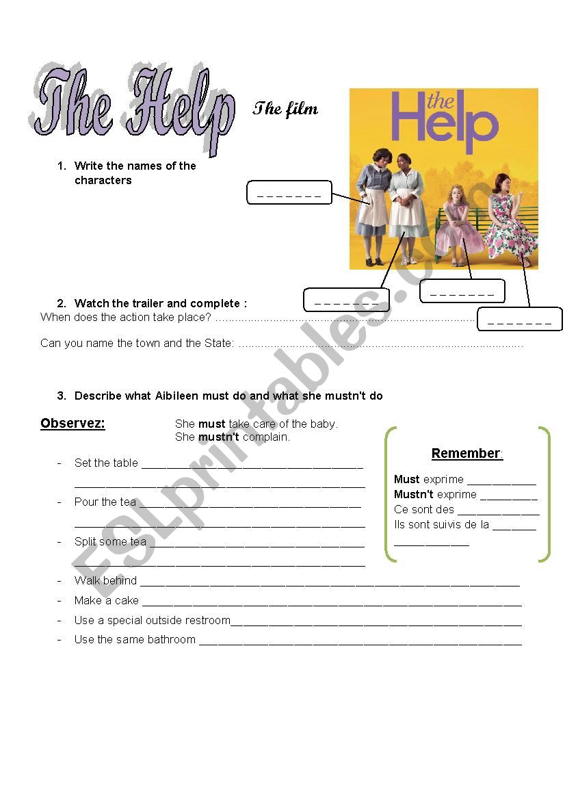 The Help - the film worksheet