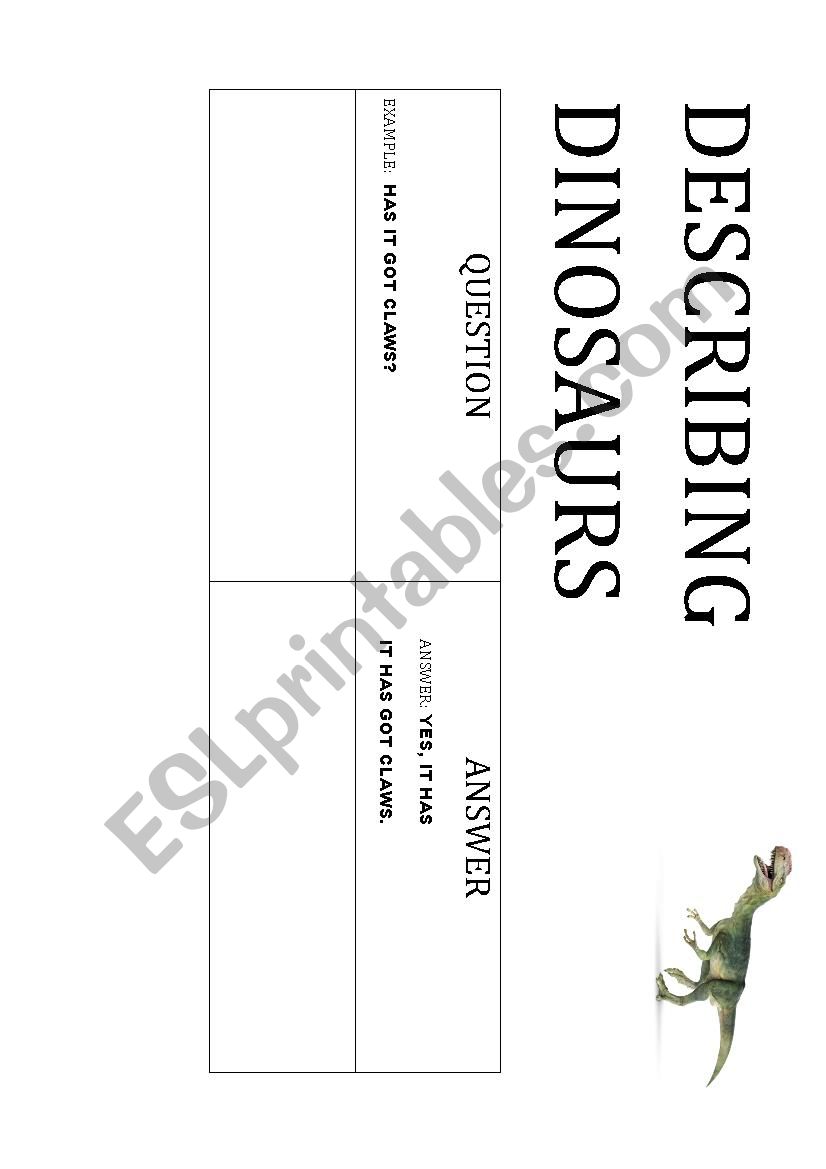 DINOSAURS DESCRIPTION  worksheet