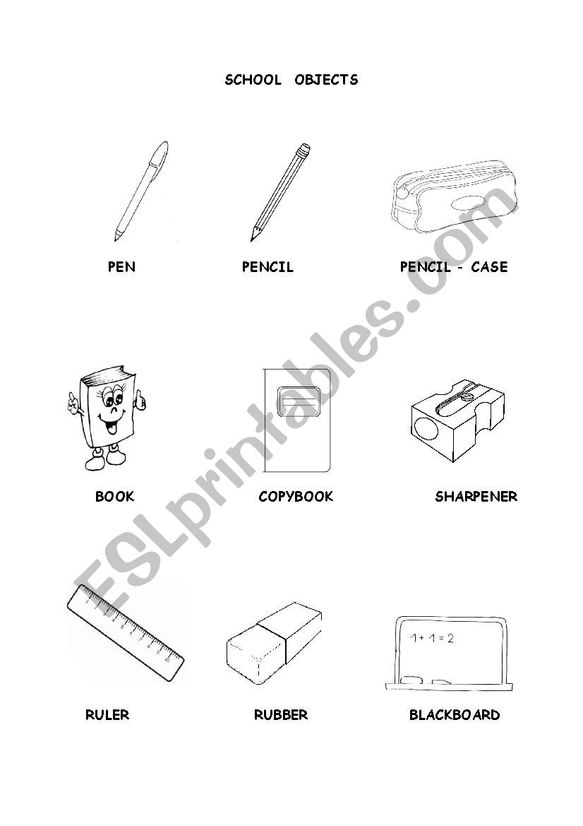 school objects picture dictionary 1