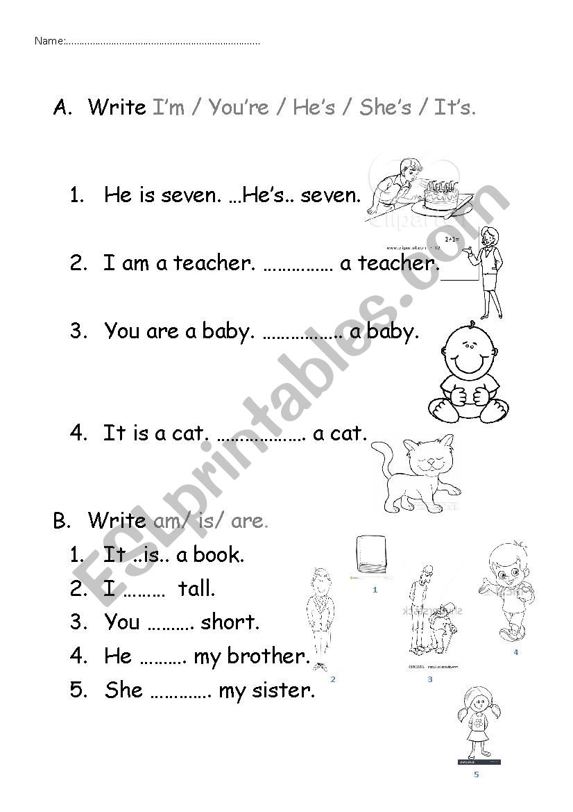 verb be worksheet