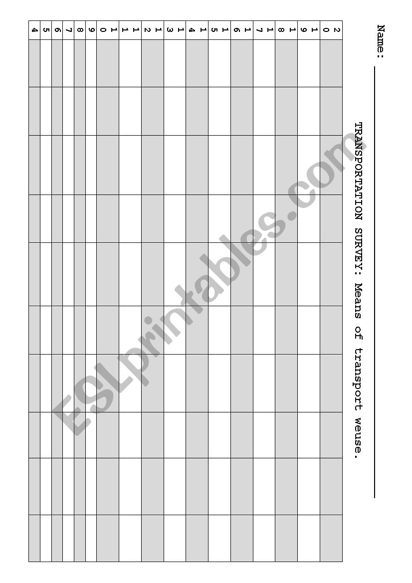 Transports Survey worksheet