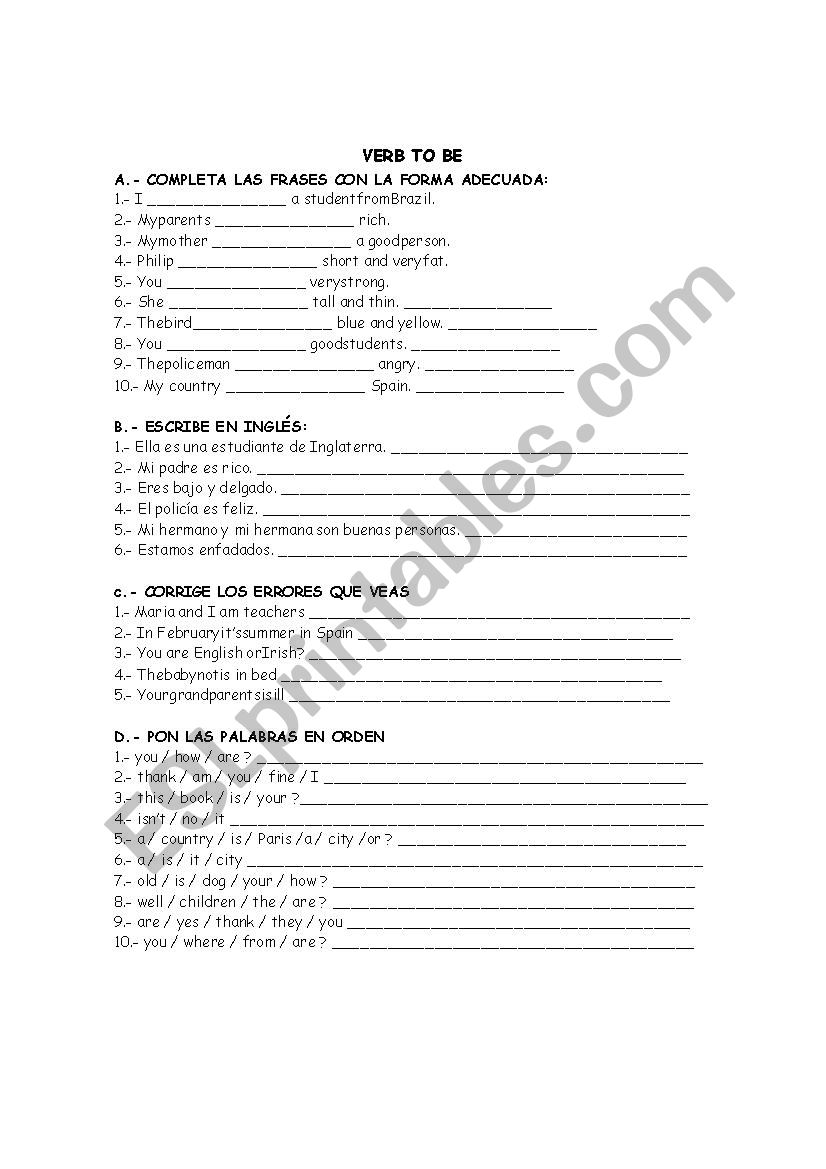 verb to be and demostrative adjectives