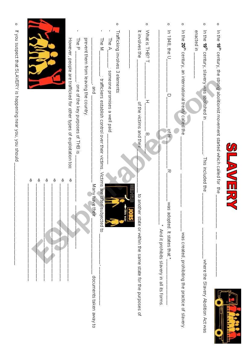 Trafficking Human Beings worksheet