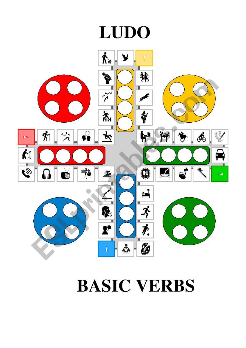 Ludo -  basic verbs worksheet