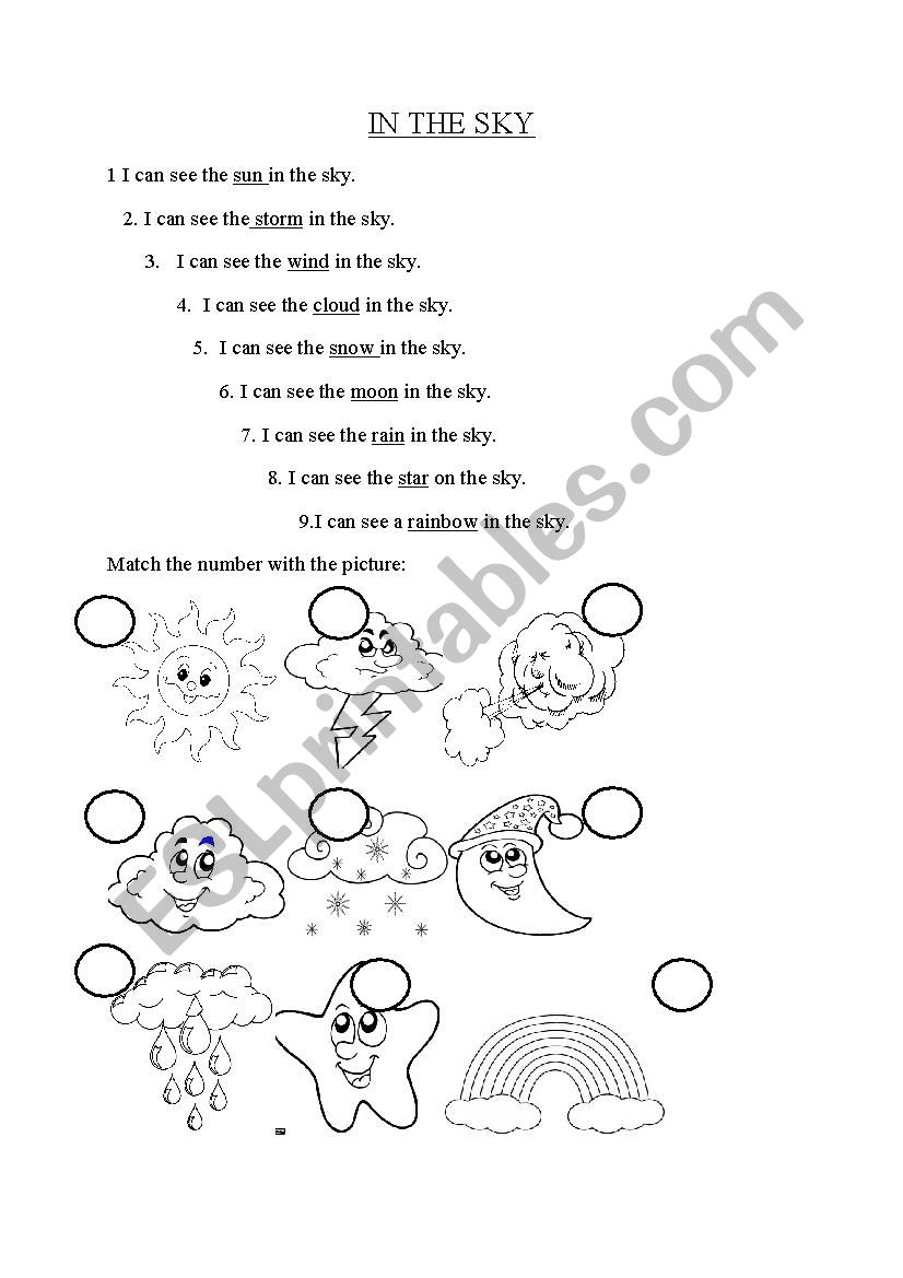 IN THE SKY worksheet