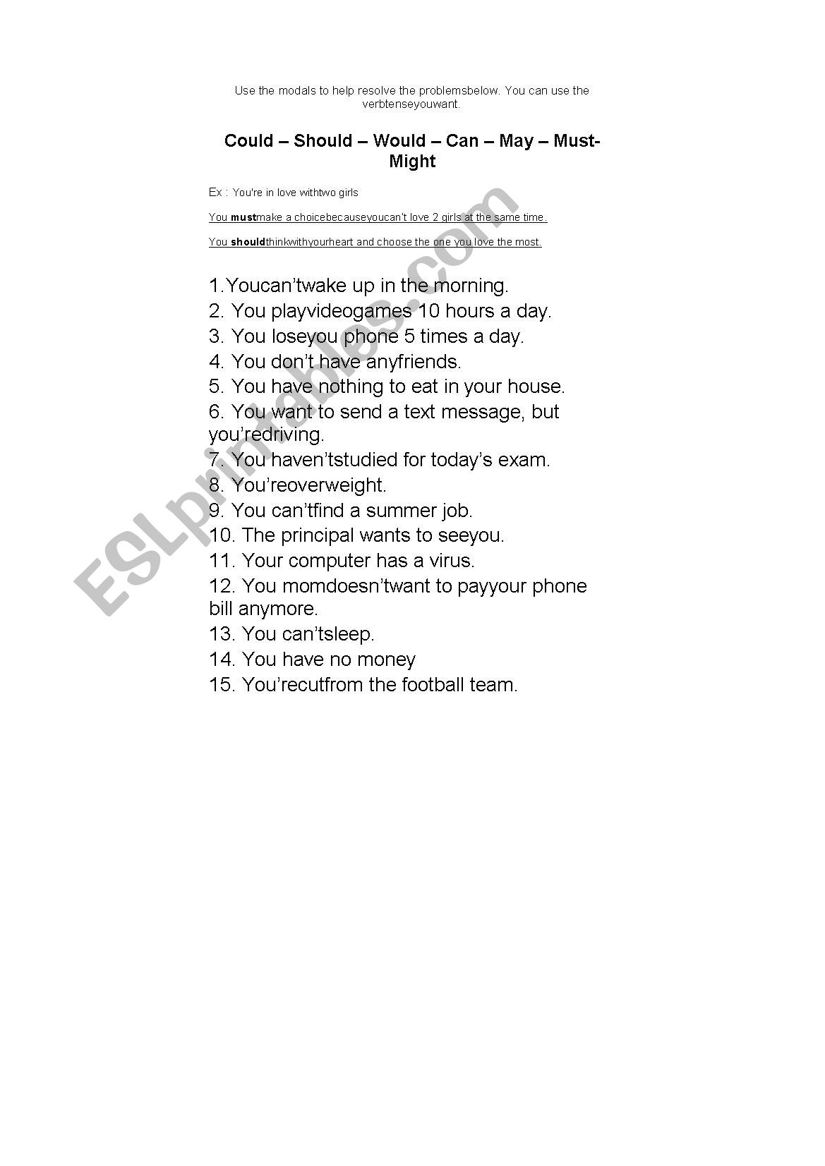 MODAL TEST worksheet