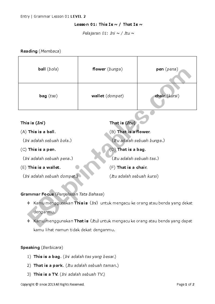 This/That worksheet