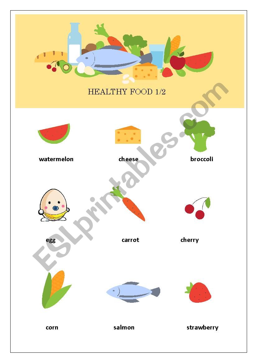 healthy food 1-2 worksheet