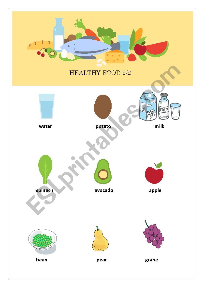 healthy food 2-2 worksheet