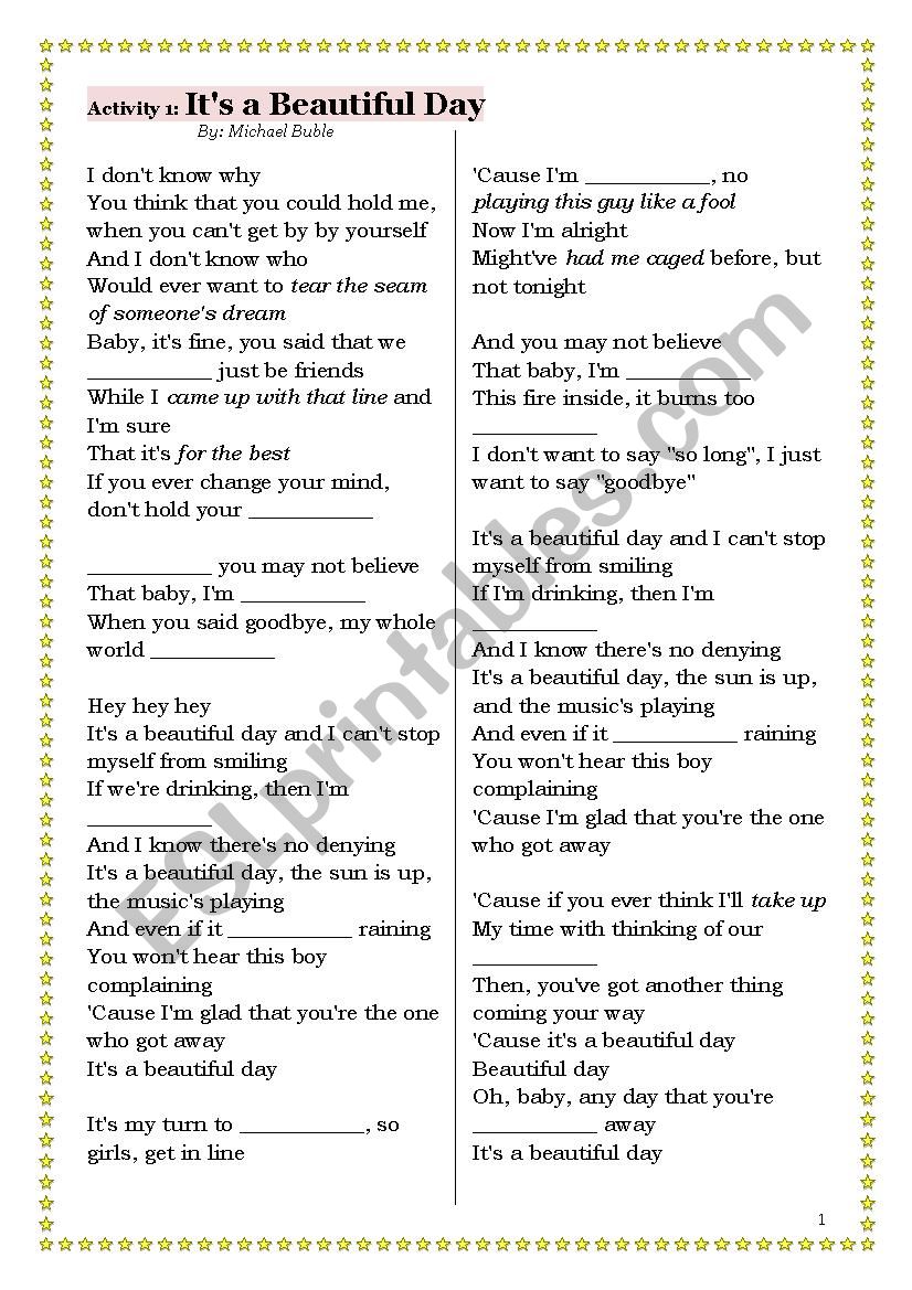 it´s a beautiful day by Michael Buble