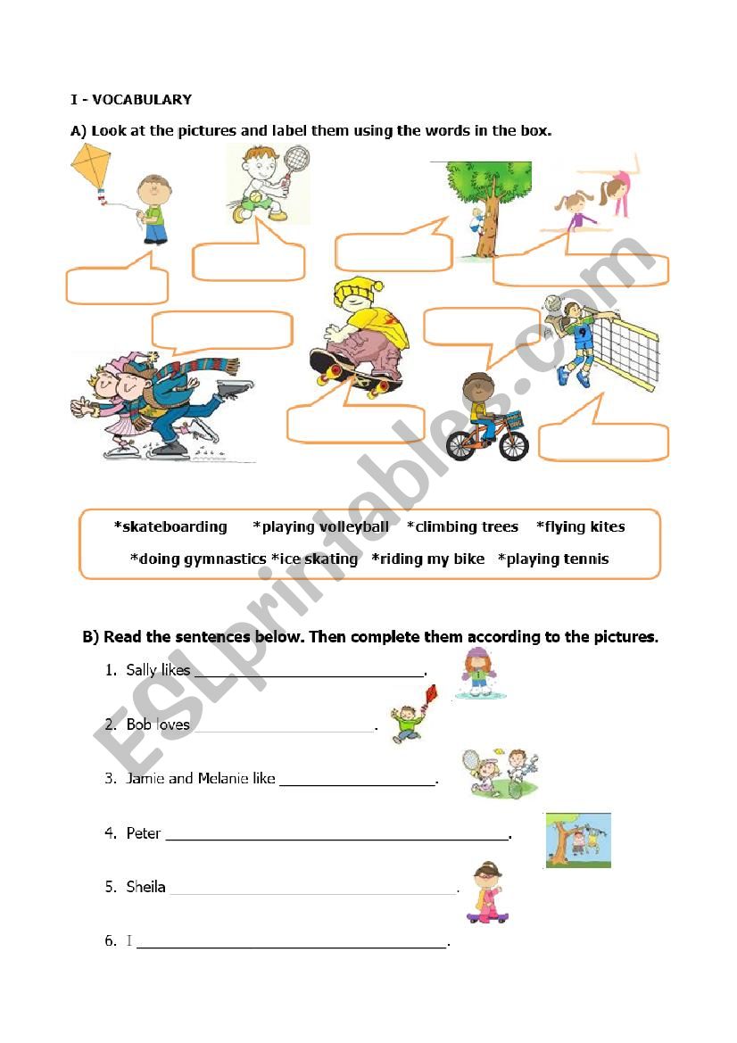 Playground and Actions worksheet