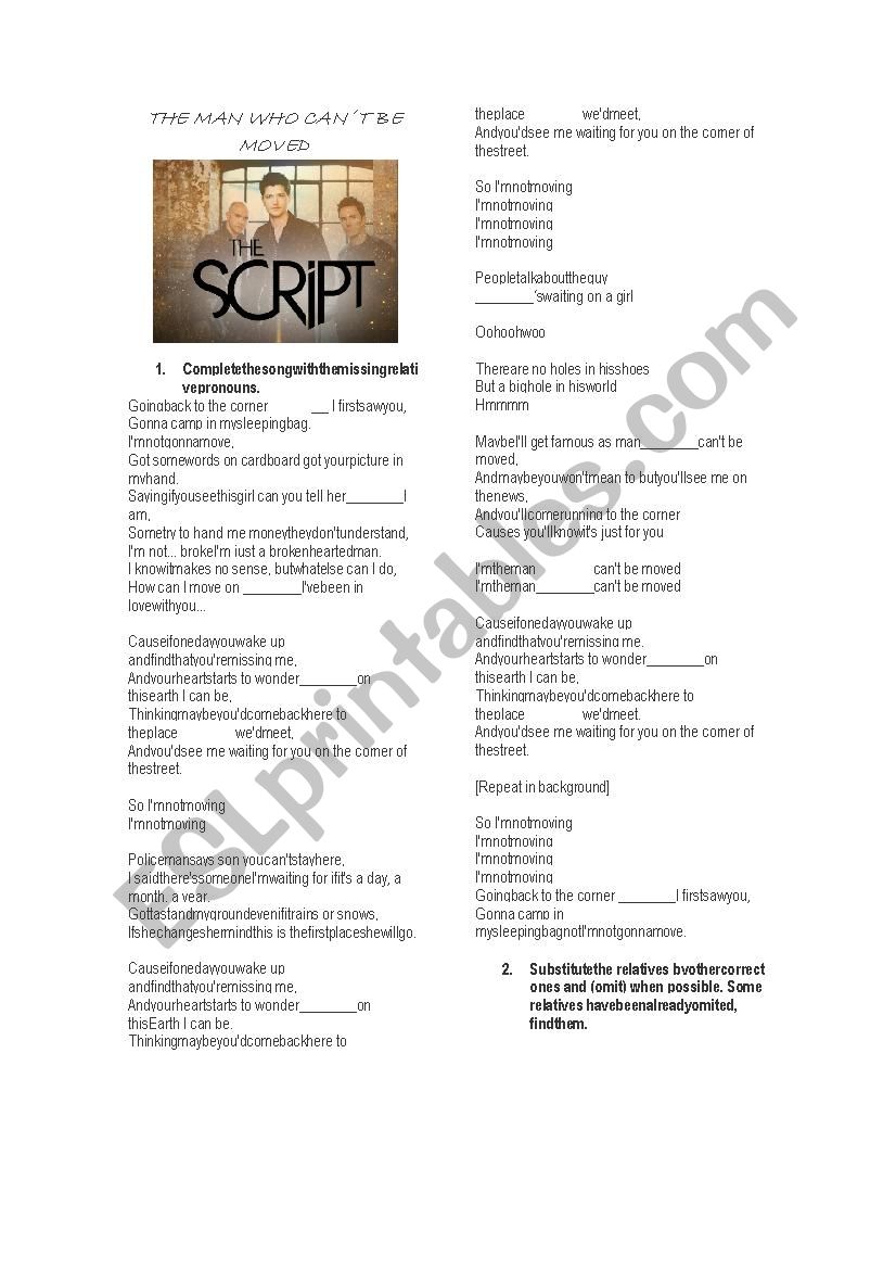 The man who canÂ´t be moved- the script