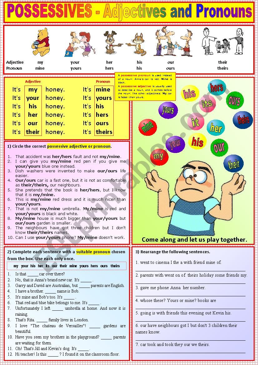 Possessives - Adjectives and Pronouns + Exercises + KEY