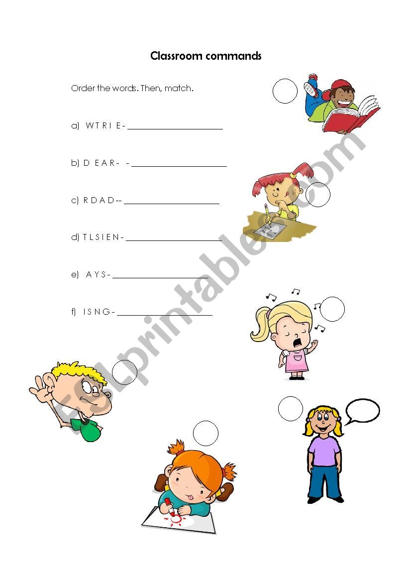 CLASSROOM COMMANDS worksheet