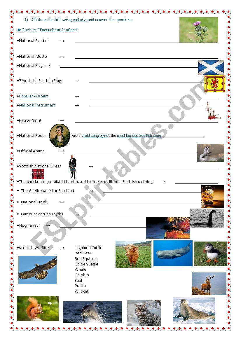 Webquest - Scotland part 3 worksheet