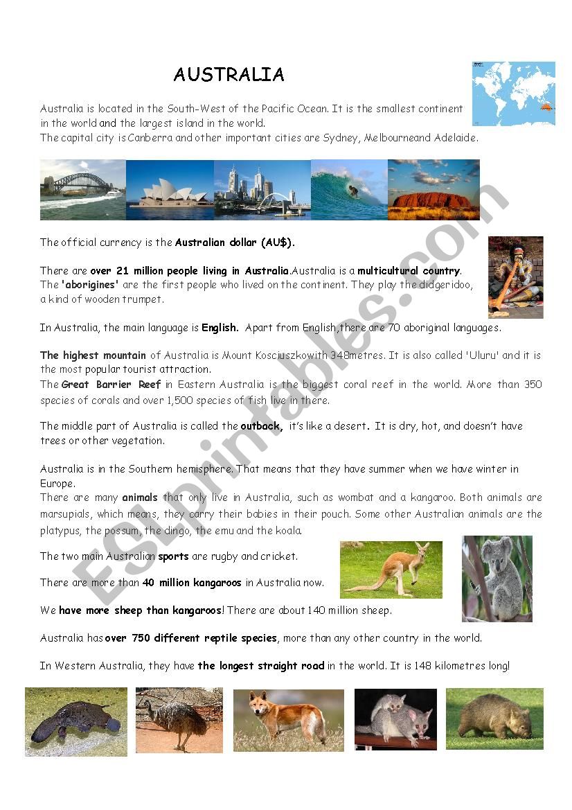  Australia worksheet