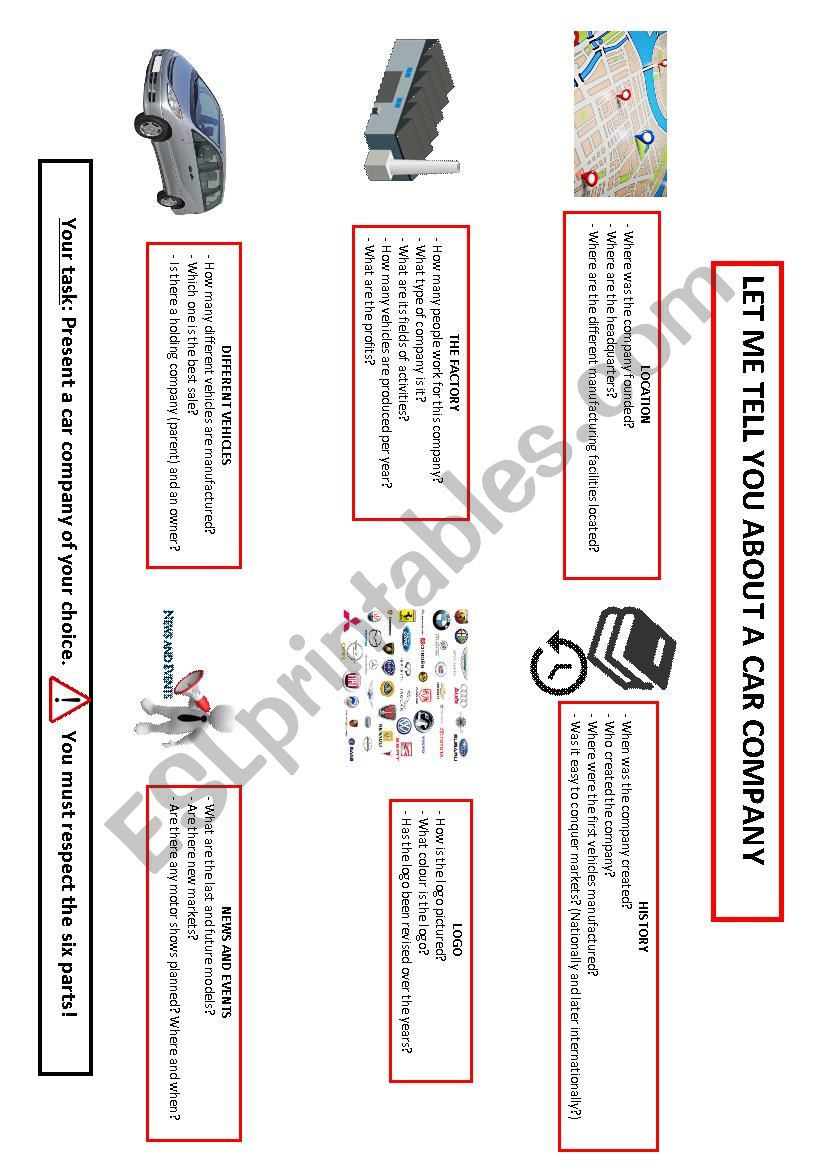 A car company presentation worksheet