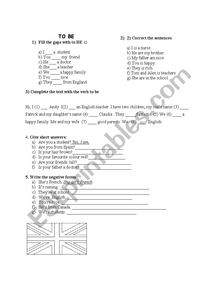 VERB TO BE worksheet