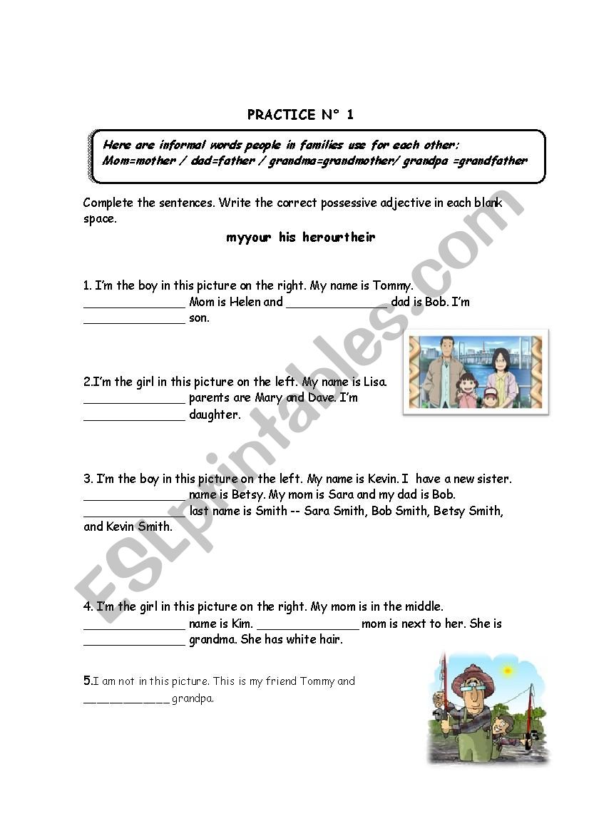 Possesive adjectives worksheet