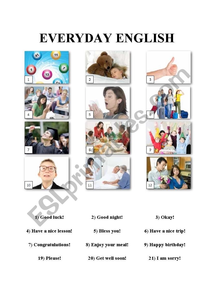 Everyday English worksheet