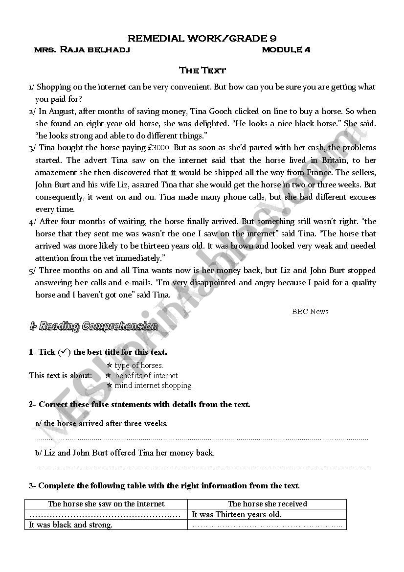 REVIEW PAPERS MODULE 4 GRADE 9 Tunisian program