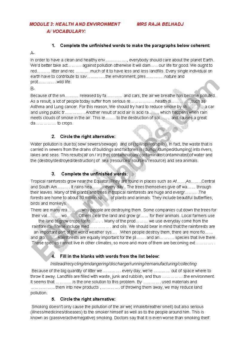 REVIEW PAPERS MODULE 3 GRADE 9 Tunisian program