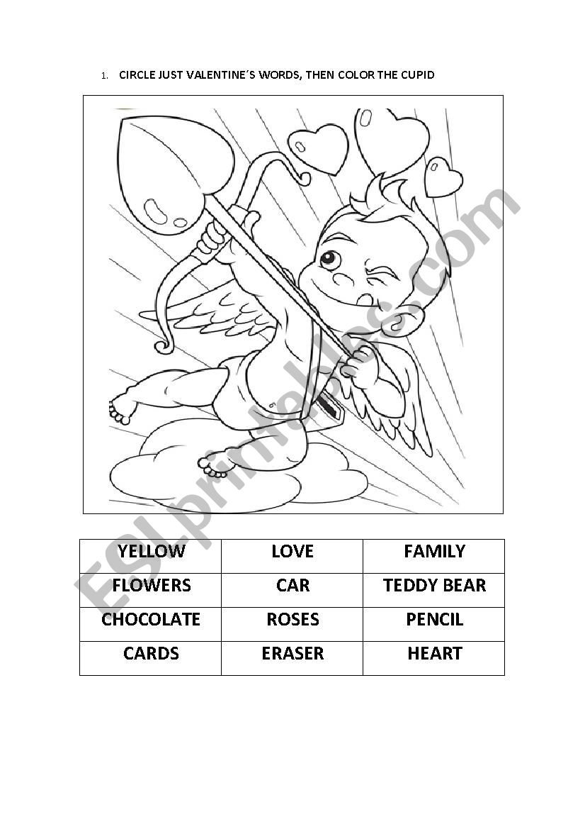 Valentines reading worksheet