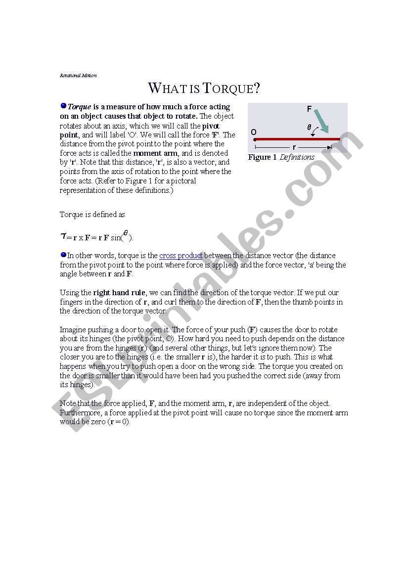 torque worksheet