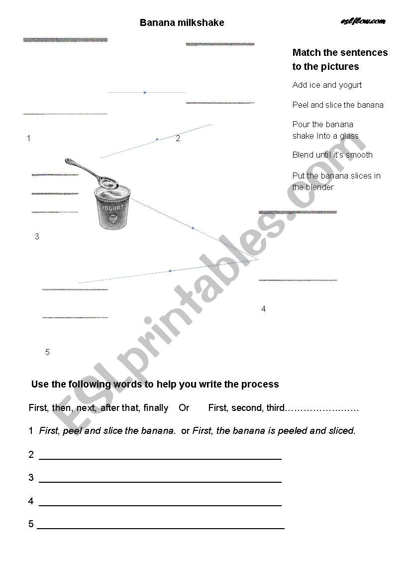 Banana milk shake worksheet
