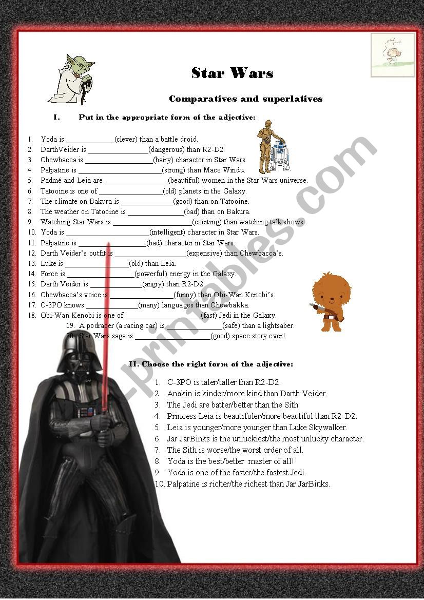 Star wars comparatives and superlatives