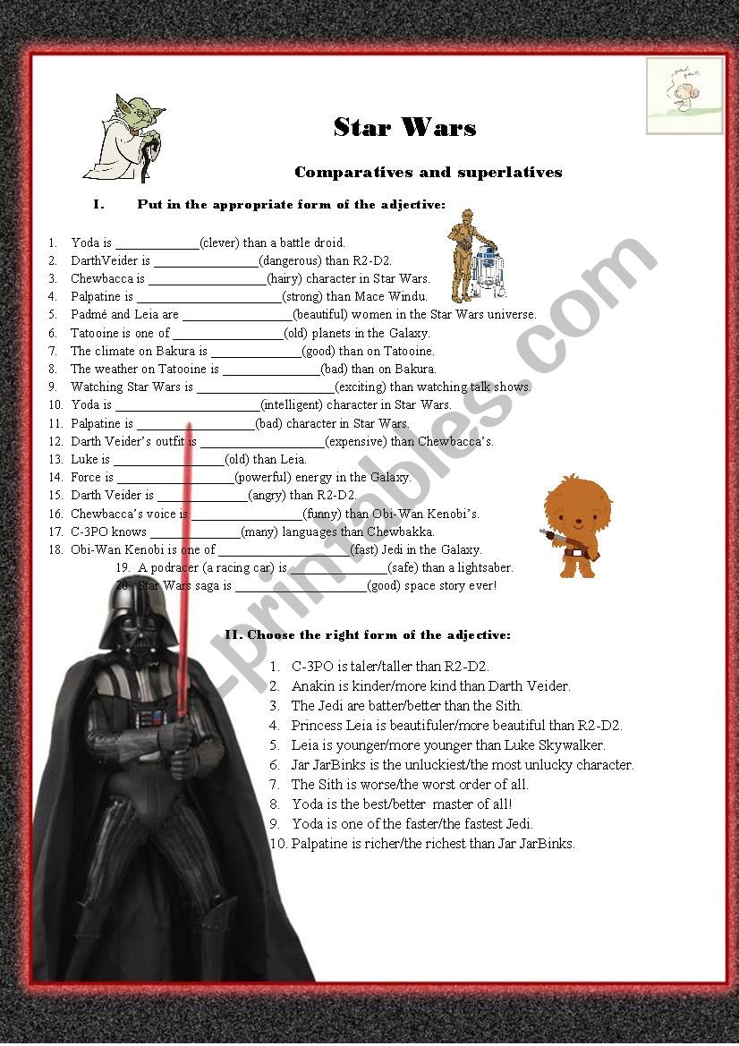 Star wars comparatives and superlatives