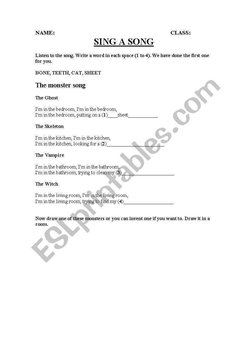 HALLOWEENS SONG worksheet