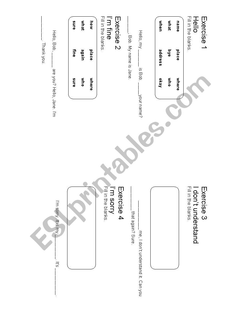 Multiple choice question worksheet