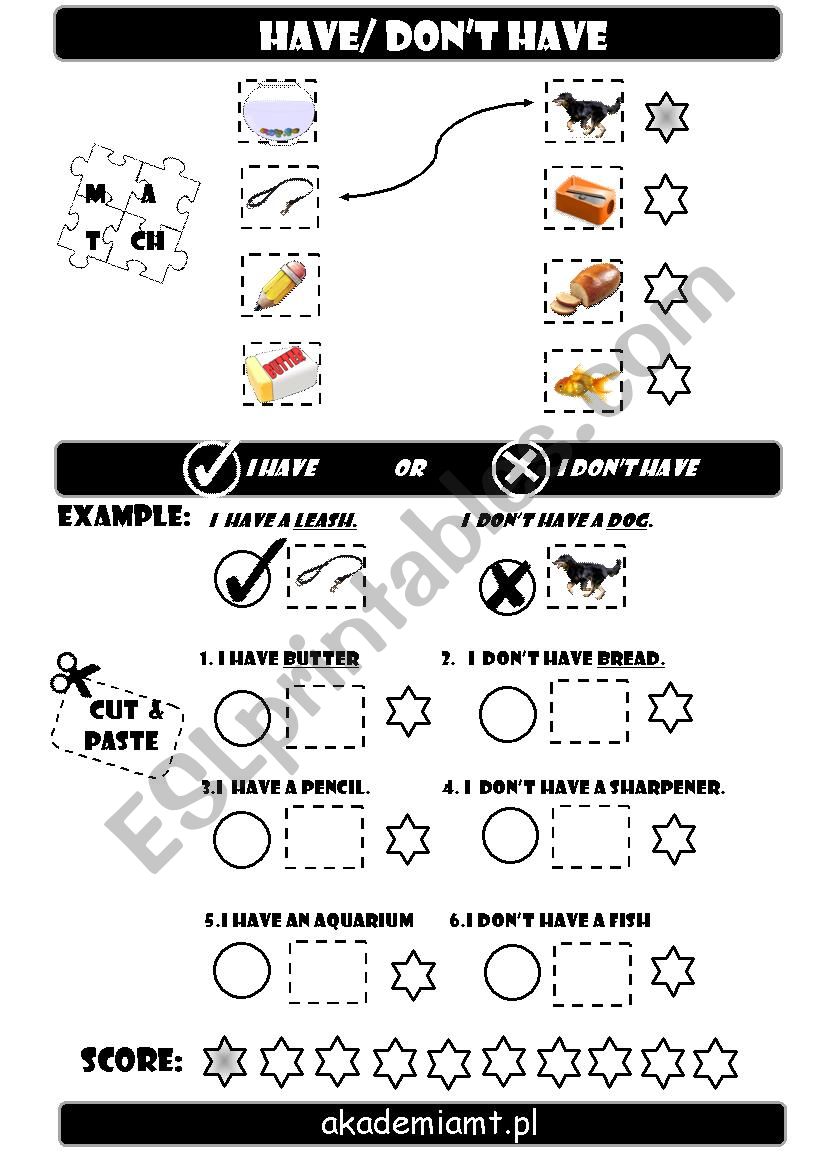 have/donÂ´t have worksheet