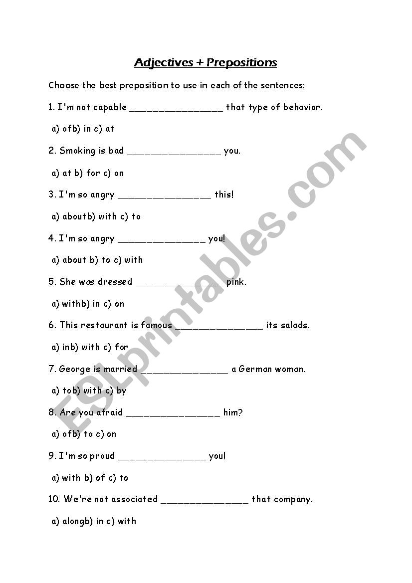 adjectives worksheet