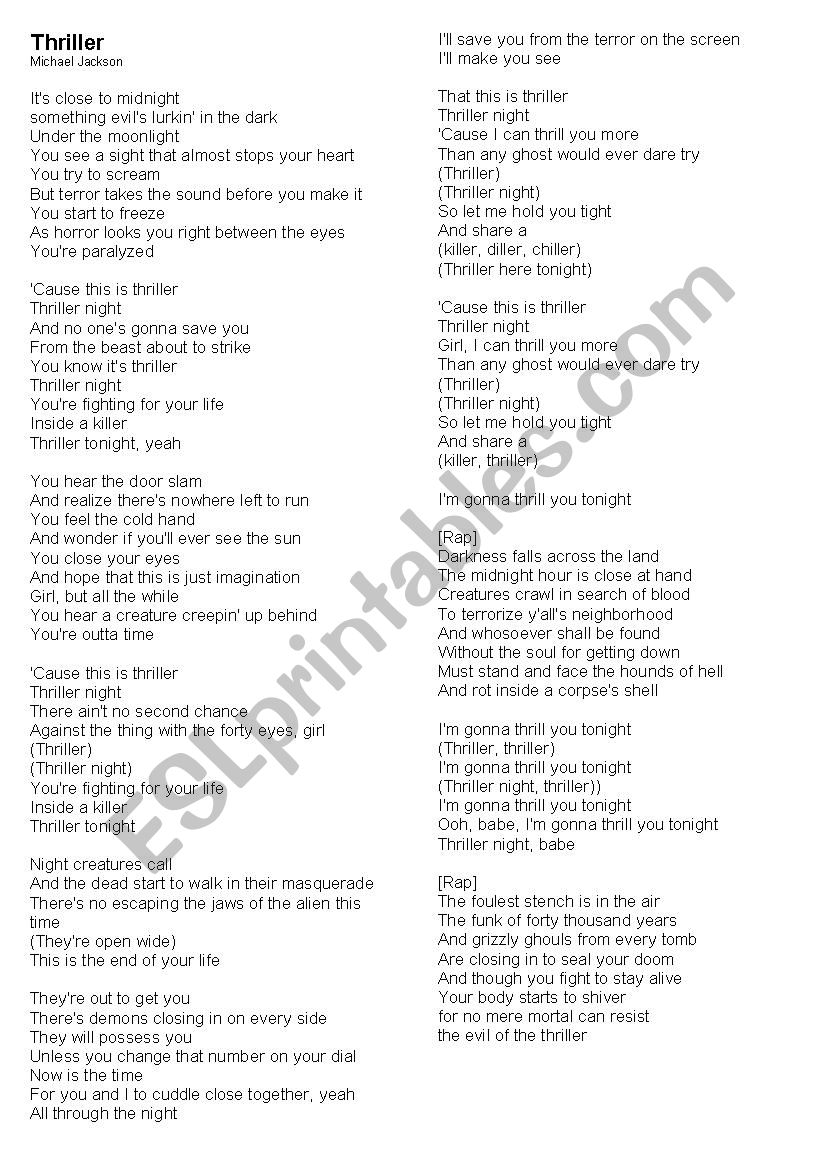 Trillher worksheet