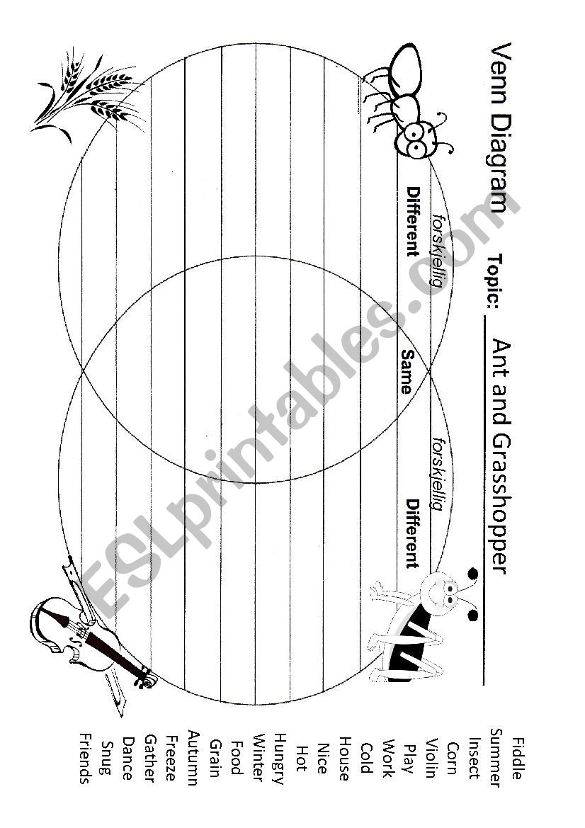 Ant and Grasshopper  worksheet