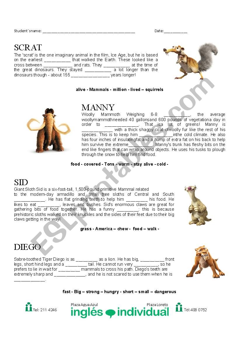 ice age lesson plan worksheet