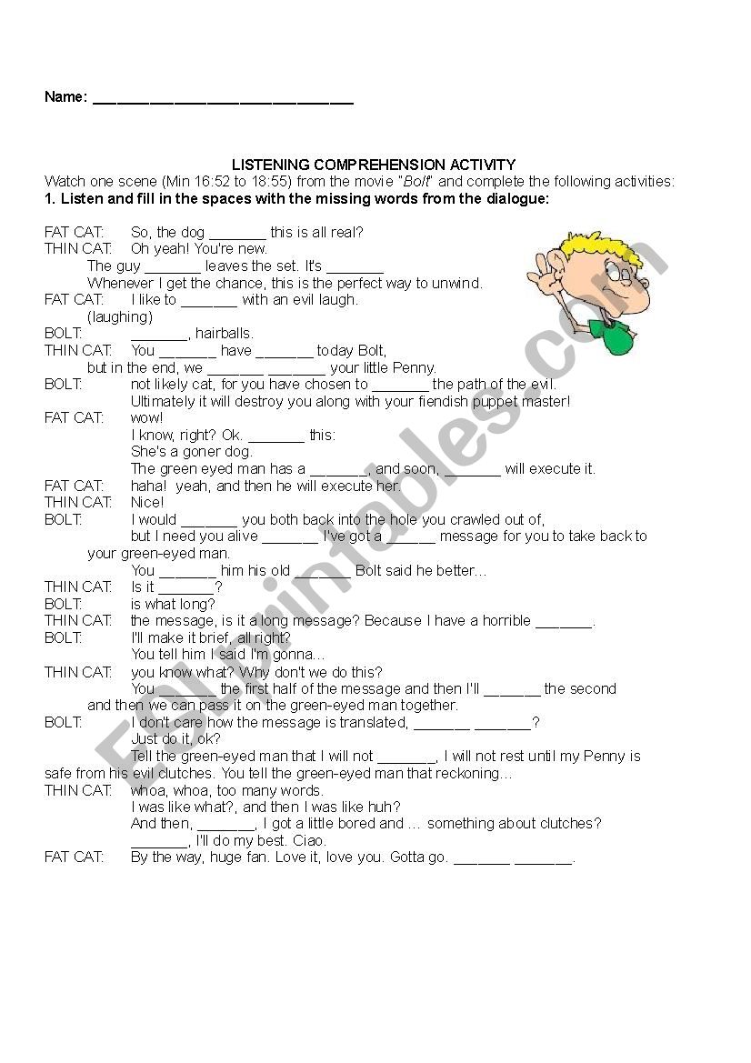 LISTENING COMPREHENSION ACTIVITY_MOVIE: BOLT