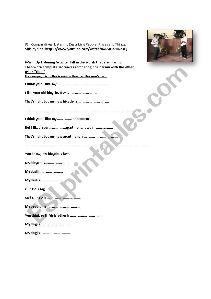Comparatives lesson plan worksheet