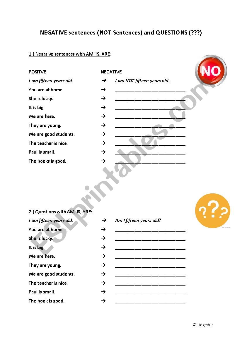 Question and Negations with the verb BE